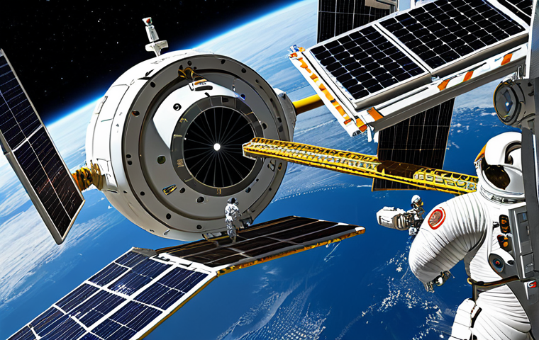Orbital Refueling Station Construction**

"A futuristic orbital refueling station under construction in low Earth orbit, robotic arms assembling modular components, Earth visible in the background, solar panels deployed, fully clothed engineers in spacesuits visible inside transparent modules, perfect anatomy, correct proportions, natural pose, safe for work, appropriate content, fully clothed, professional, high quality, detailed, 8k resolution."

**