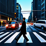 도로에 스마트 센서 배치 - **Prompt:** A city street scene at dusk, showcasing smart traffic lights dynamically adjusting to tr...