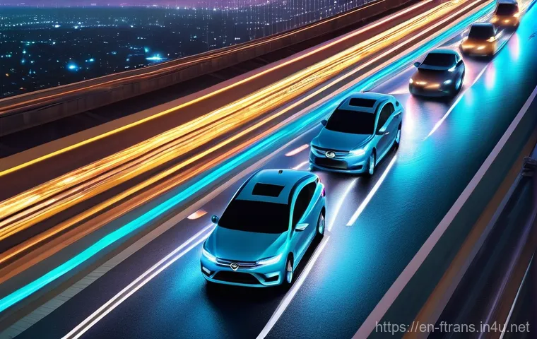 자율주행차 관련 법 - **Prompt 2: AI's Ethical Crossroads**
    An ethereal, translucent autonomous vehicle floats slightl...